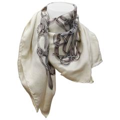 Gucci White Grey Silk Foulard 9