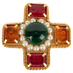 Chanel, Brosche „Kreuz“ aus goldenem Metall, 1994