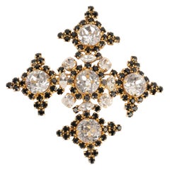 Dior Golden Metal Cross Pendant Brooch