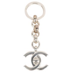 Chanel Silvery Metal Turnlock Key Ring, 1996