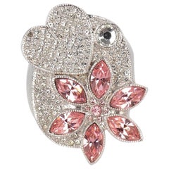 Dior Blumenring mit Strasssteinen