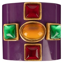 Vintage Chanel Rare Purple Bakelite Cuff Bracelet, 1990s