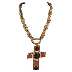 Chanel Chain Necklace with Cross Pendant, 1980s