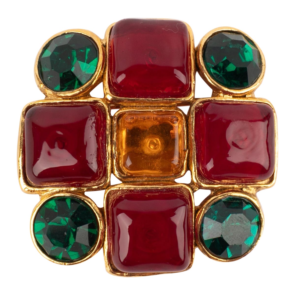 Broche Chanel Pasta de vidrio y strass, años 90 en venta