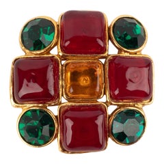 Broche Chanel Pasta de vidrio y strass, años 90