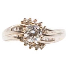 Size 6.75 14K White Gold Stunning Unique Antique Ring with Real Diamonds