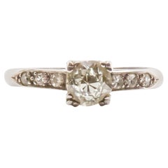 Size 5 White Gold Elegant Antique Ring for Women with Real Diamond Accents