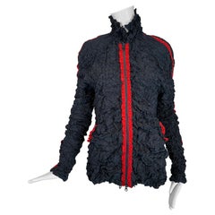 Issey Miyake 2002 Dark Blue & Red Pucker Pleat Zipper Front Sporty Jacket 4