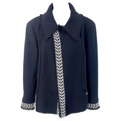 Chanel Size 50 / US 14 16 Fall 2004 Runway Black and White Vintage Tweed Jacket
