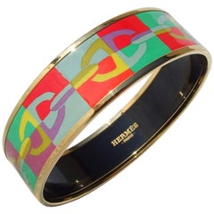 Hermes Enamel Bracelet Optique Chaine D Ancre Golden Hdw Size 65 