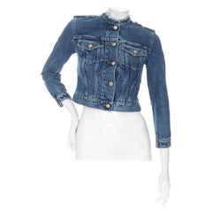 Alexander McQueen Blaue Rigid-Denim-Jacke mit Rückenleiste und Schößchen aus Denim (2017)