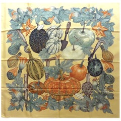 Hermes Scarf 35" Citrouilles et Coloquintes, Perfect Condition, 1990's