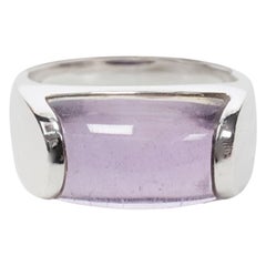 Used BVLGARI JEWELLERY Amethyst stone silver curved ring