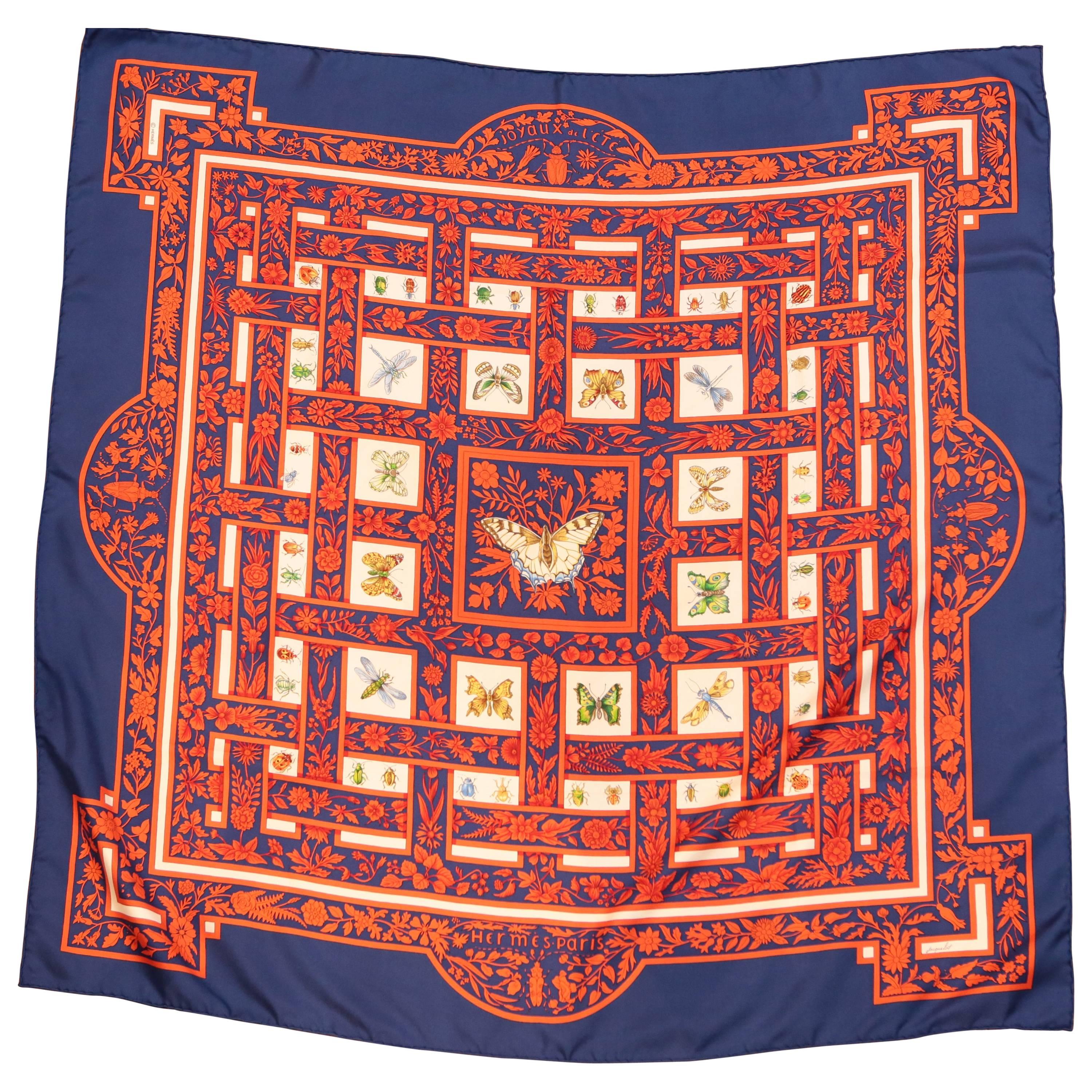 Hermes "Joyeaux de l'Ete" Silk Scarf With Butterfly Design