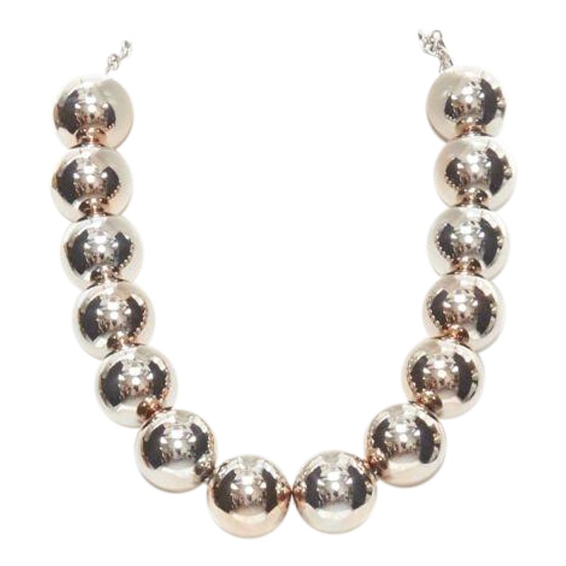 Oscar De La Renta Collana con perline in argento XL a filo singolo con palline di dichiarazione in vendita