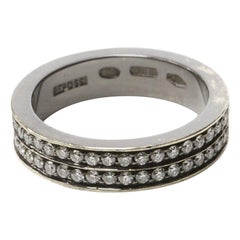REPOSSI 18K white gold diamond midi pinky ring US 1.5