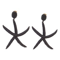 OSCAR DE LA RENTA - Grandes boucles d'oreilles à clip ornées de perles en forme d'étoile de mer, noires