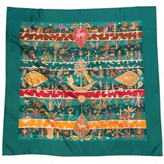 Hermes "Rives Fertile" Blue SIlk Scarf