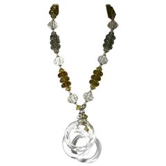Miriam Haskell Lucite Ring Pendant Necklace 2