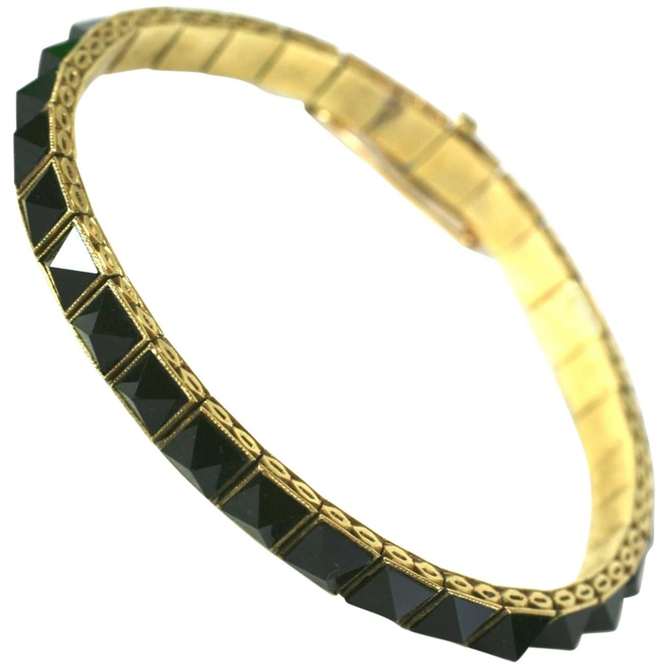 Art Deco Punk Straight Line Bracelet