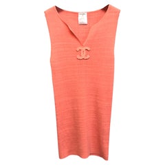 Chanel pink cotton CC logo tank