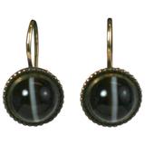 Elegant Victorian Banded Agate Cabochon Earrings