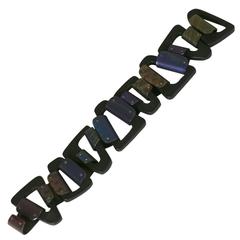 Retro Post Modern Wood and Titanium Link Bracelet