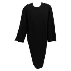 Vintage Jean Muir black wool crepe dolman sleeve dress 1980s