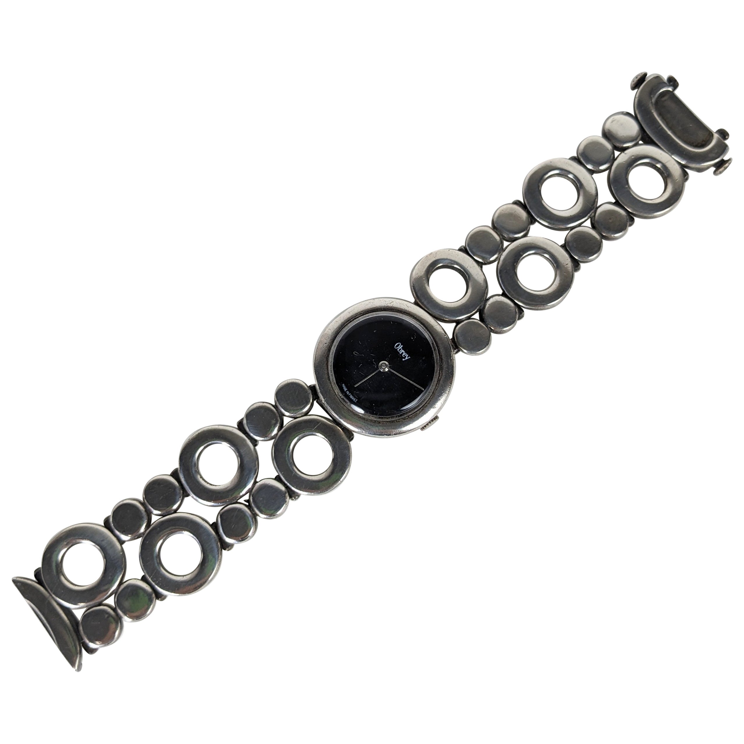 Obrey Modernist Circle Link Sterling Watch Bracelet
