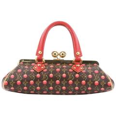 Louis Vuitton Sac Fermoir Handbag Limited Edition Cerises with Lizard GM