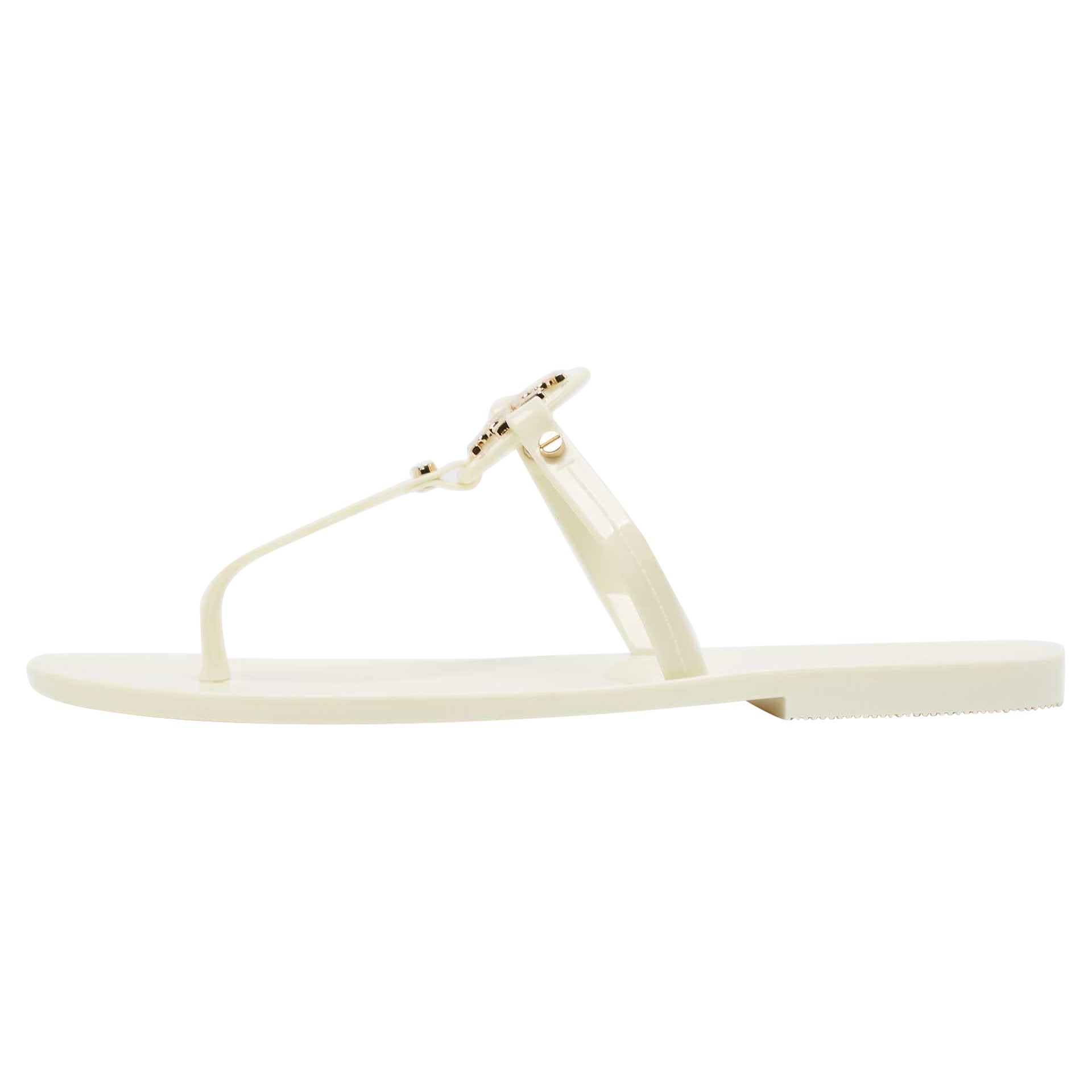 Tory Burch Elfenbeinfarbene Mini Miller Zehenhose aus Gummi Größe 37,5