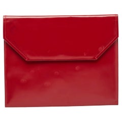 Bally Red Glossy Leather Envelope Clutch