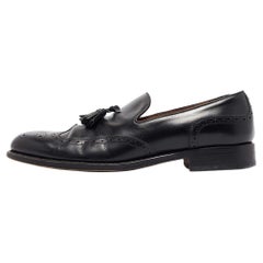 Giorgio Armani Black Leather Slip On Loafers Size 41