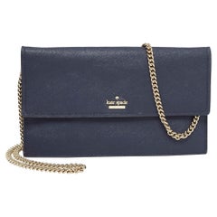 Kate Spade Navy Blue Leather Mini Cameron Street Briley Chain Clutch