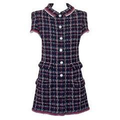 Chanel Jennie Kim Style Kariertes Tweedkleid 34 FR