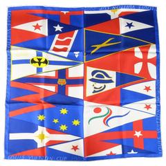 LOUIS VUITTON Blue Red & Yellow CUP 2000 Silk Flag Print Scarf