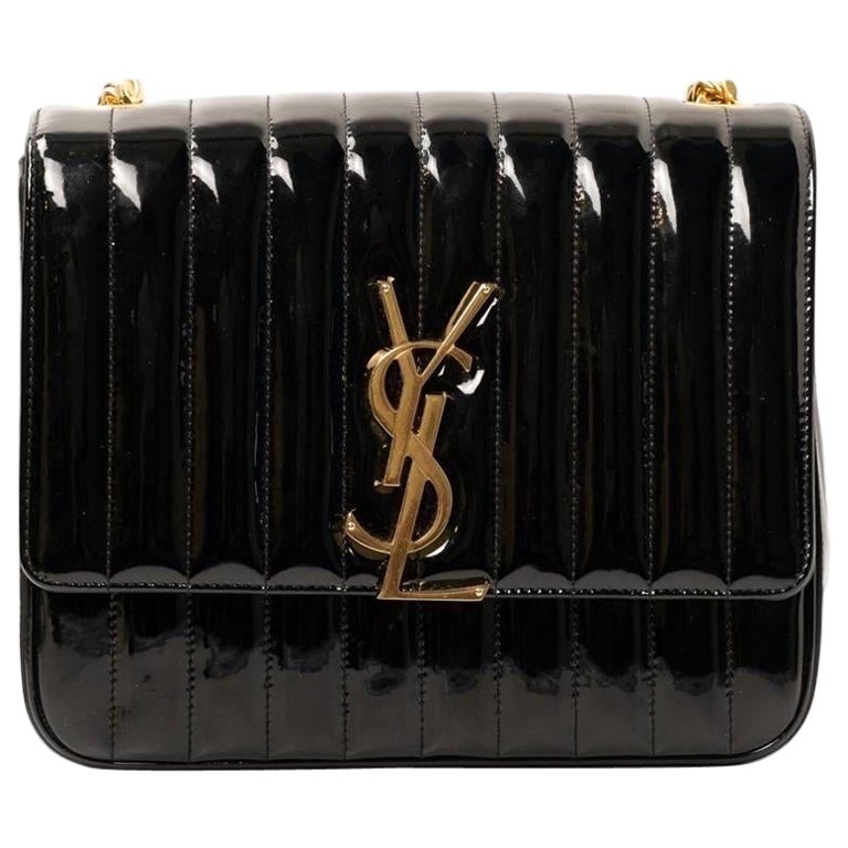 Borse a Spalla Saint Laurent Vicky Large Vernice Nera For Sale at 1stDibs