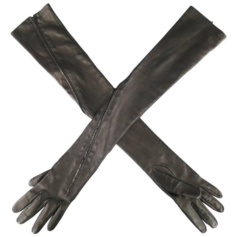 elbow length leather gloves