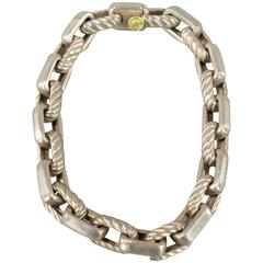 DAVID YURMAN Sterling Silver Textured Rectangular Link Chain Bracelet