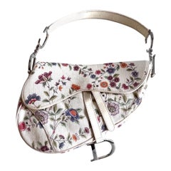 Limited edition Dior whtie floral print cava saddle bag