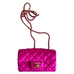 2012-2013 Chanel extra mini pink satin classic flap bag