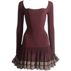 Alaia Maroon viscose knit mini dress, circa 1991