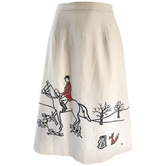 Rare 1970s Vested Gentress Equestrian Fox Hunter Novelty Vintage A - Line Skirt 