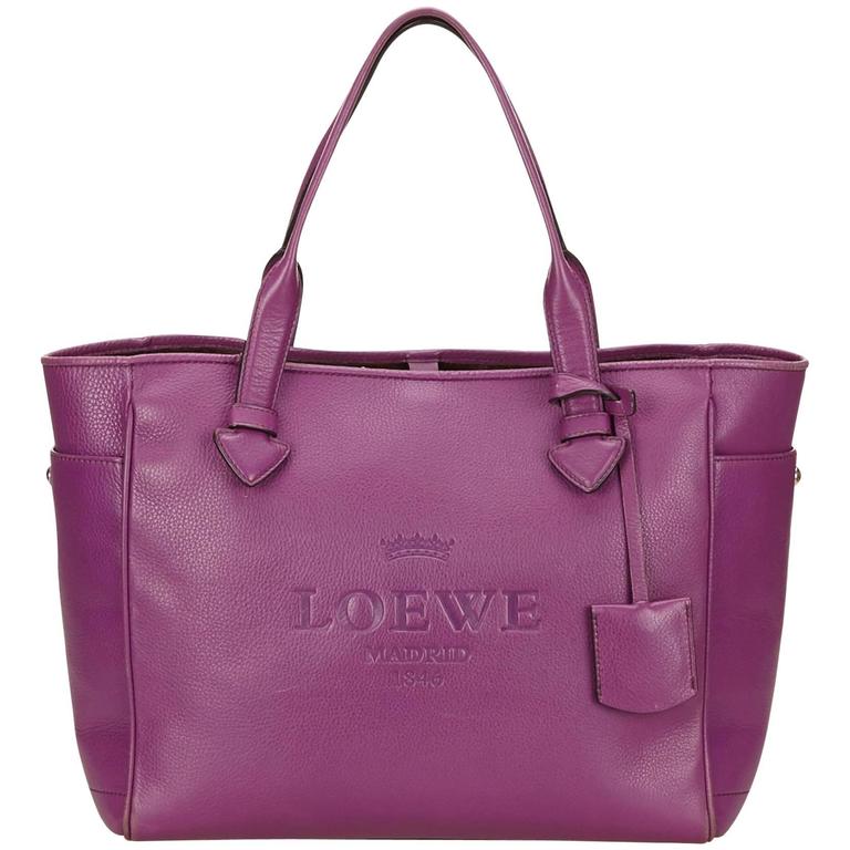 Loewe Purple Leather Tote Bag For Sale at 1stdibs