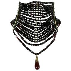 Christian Dior Iconic Multi Strand Edwardian Inspired Red Glass Choker Necklace