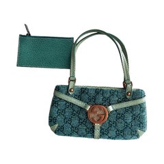 Gucci green beaded GG monogram bag