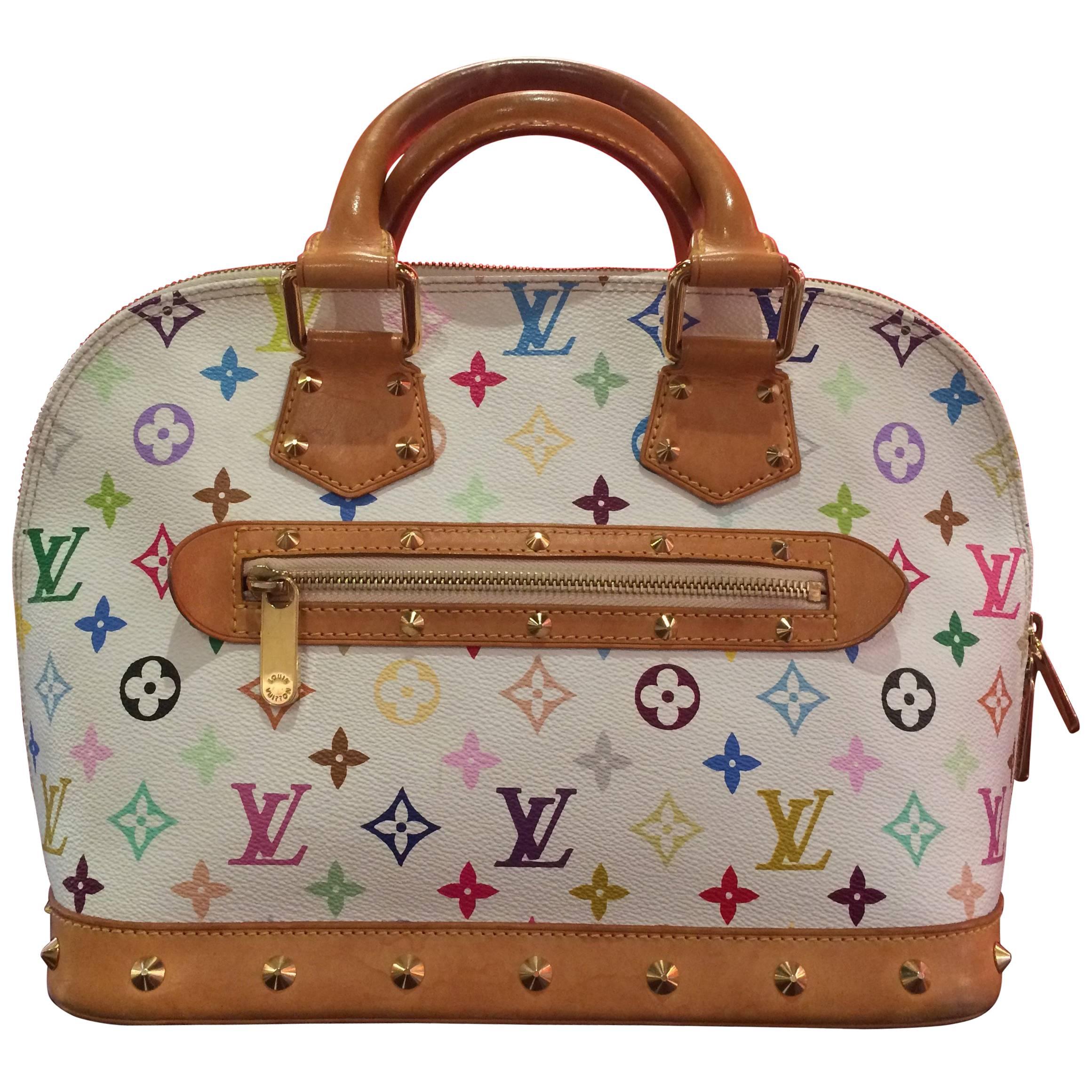 White Multicoloured Murakami Alma PM Handbag For Sale