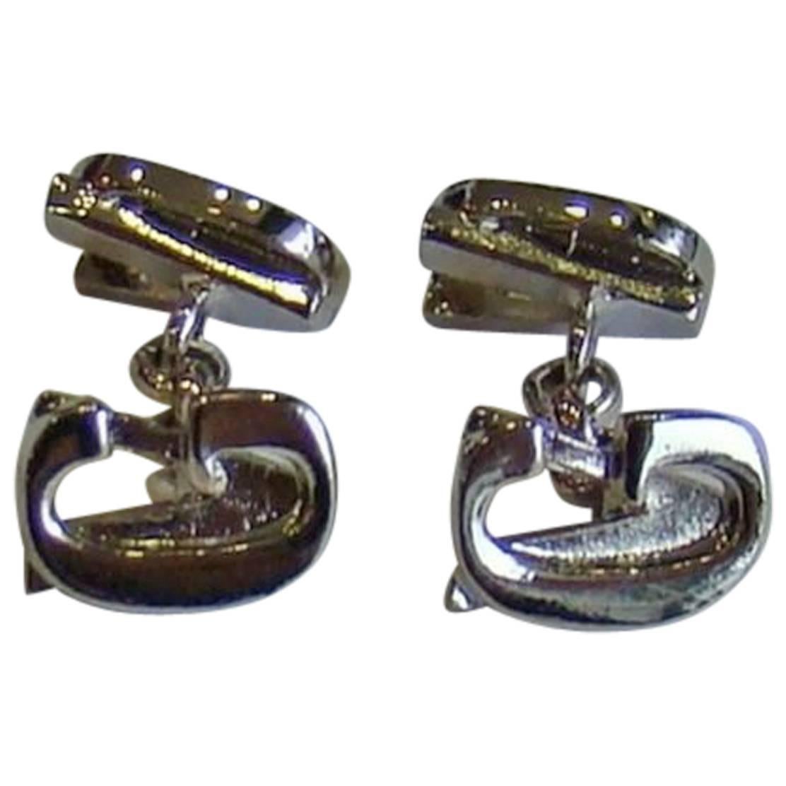 Gianni Versace Silver Cufflinks 1990's For Sale