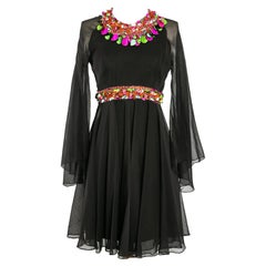 Black chiffon dress with sequins
