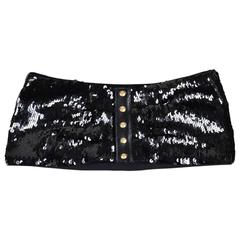 Louis Vuitton Runway Black GHW Sequin Leather Cinched Button Up Wide Belt